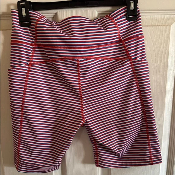Brooks Red and Blue Striped Athletic Shorts - Picture 6 of 7